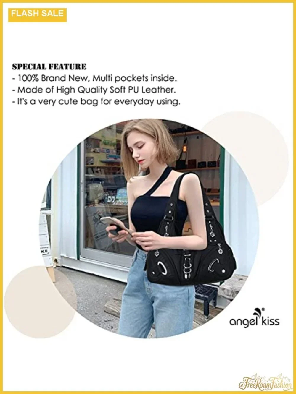 Women's Hobo Handbag Washed PU Leather Satchel Shoulder Bag Large